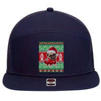 Christmas Cute Pug Ugly Sweater 7 Panel Mesh Trucker Snapback Hat