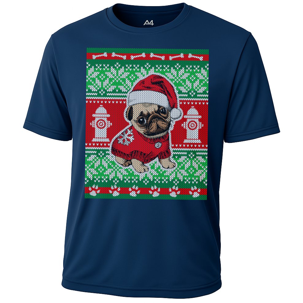 Christmas Cute Pug Ugly Sweater Performance Shirt