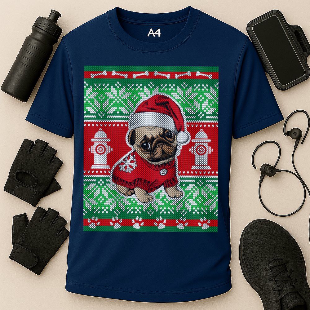 Christmas Cute Pug Ugly Sweater Performance Shirt