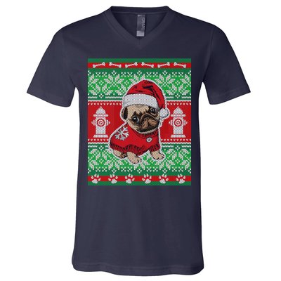 Christmas Cute Pug Ugly Sweater V-Neck T-Shirt