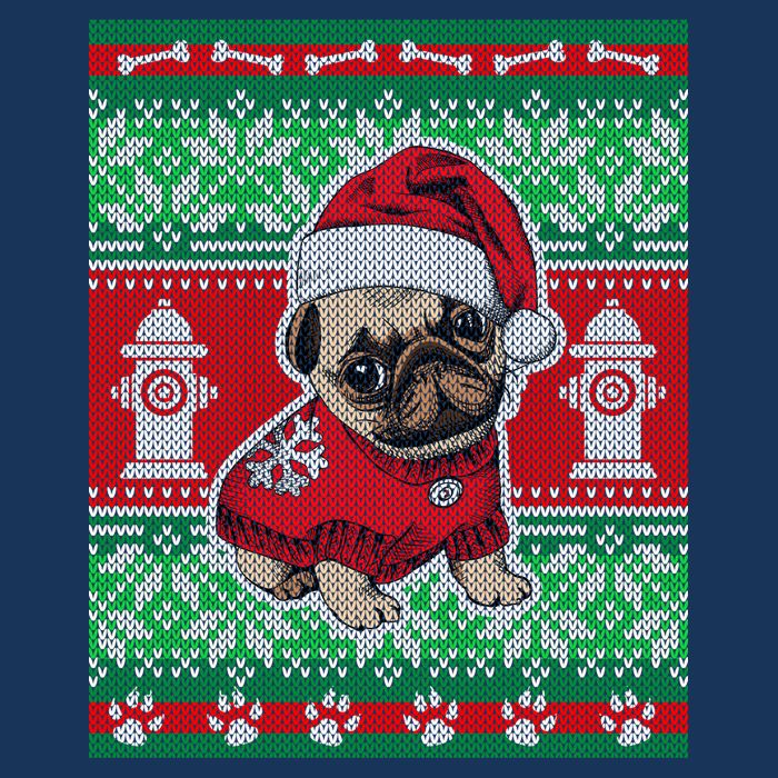 Christmas Cute Pug Ugly Sweater 16 in Basic Backpack