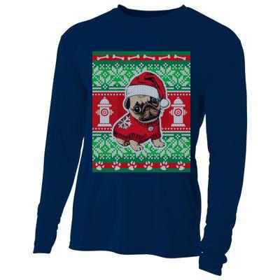 Christmas Cute Pug Ugly Sweater Cooling Performance Long Sleeve Crew