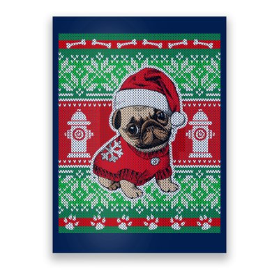 Christmas Cute Pug Ugly Sweater Poster