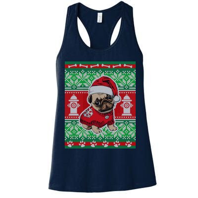 Christmas Cute Pug Ugly Sweater Womens Tank Top