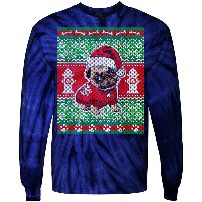 Christmas Cute Pug Ugly Sweater Tie-Dye Long Sleeve Shirt