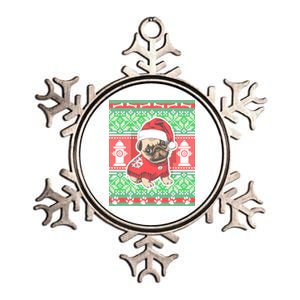 Christmas Cute Pug Ugly Sweater Metallic Star Ornament