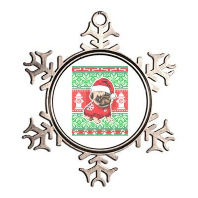 Christmas Cute Pug Ugly Sweater Metallic Star Ornament