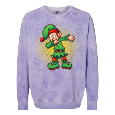 Christmas Dabbing Elf Colorblast Crewneck Sweatshirt