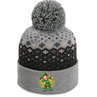 Christmas Dabbing Elf The Baniff Cuffed Pom Beanie