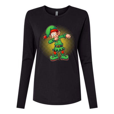 Christmas Dabbing Elf Womens Cotton Relaxed Long Sleeve T-Shirt