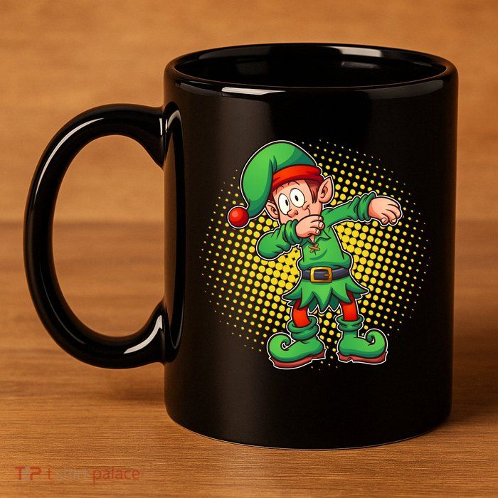 Christmas Dabbing Elf 11oz C Handle Ceramic Mug