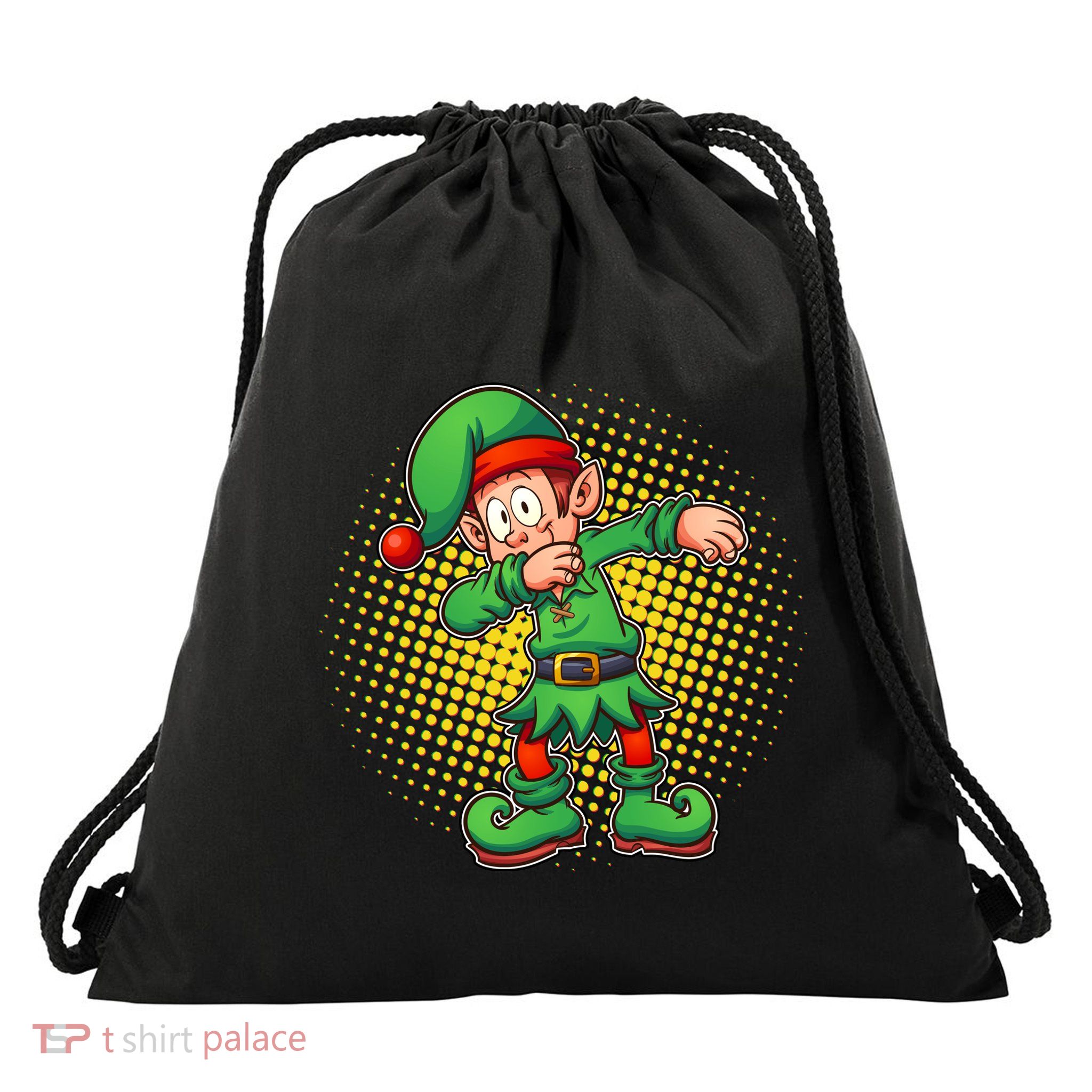 Christmas Dabbing Elf Drawstring Bag