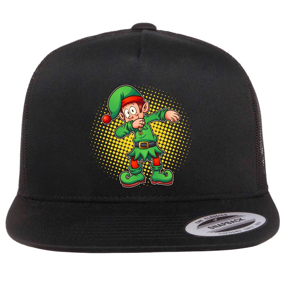 Christmas Dabbing Elf Flat Bill Trucker Hat