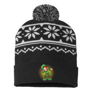 Christmas Dabbing Elf USA-Made Snowflake Beanie