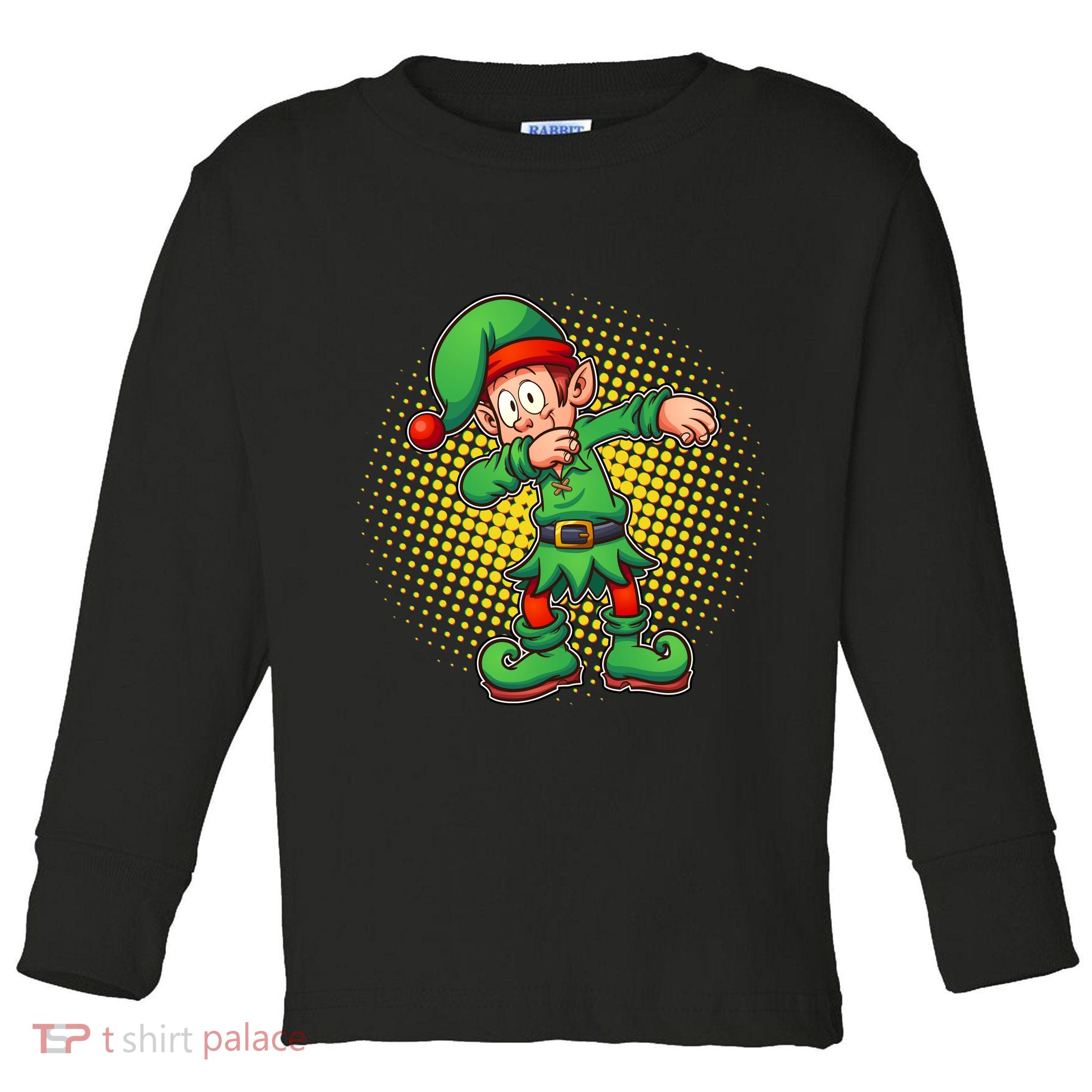 Christmas Dabbing Elf Toddler Long Sleeve Shirt