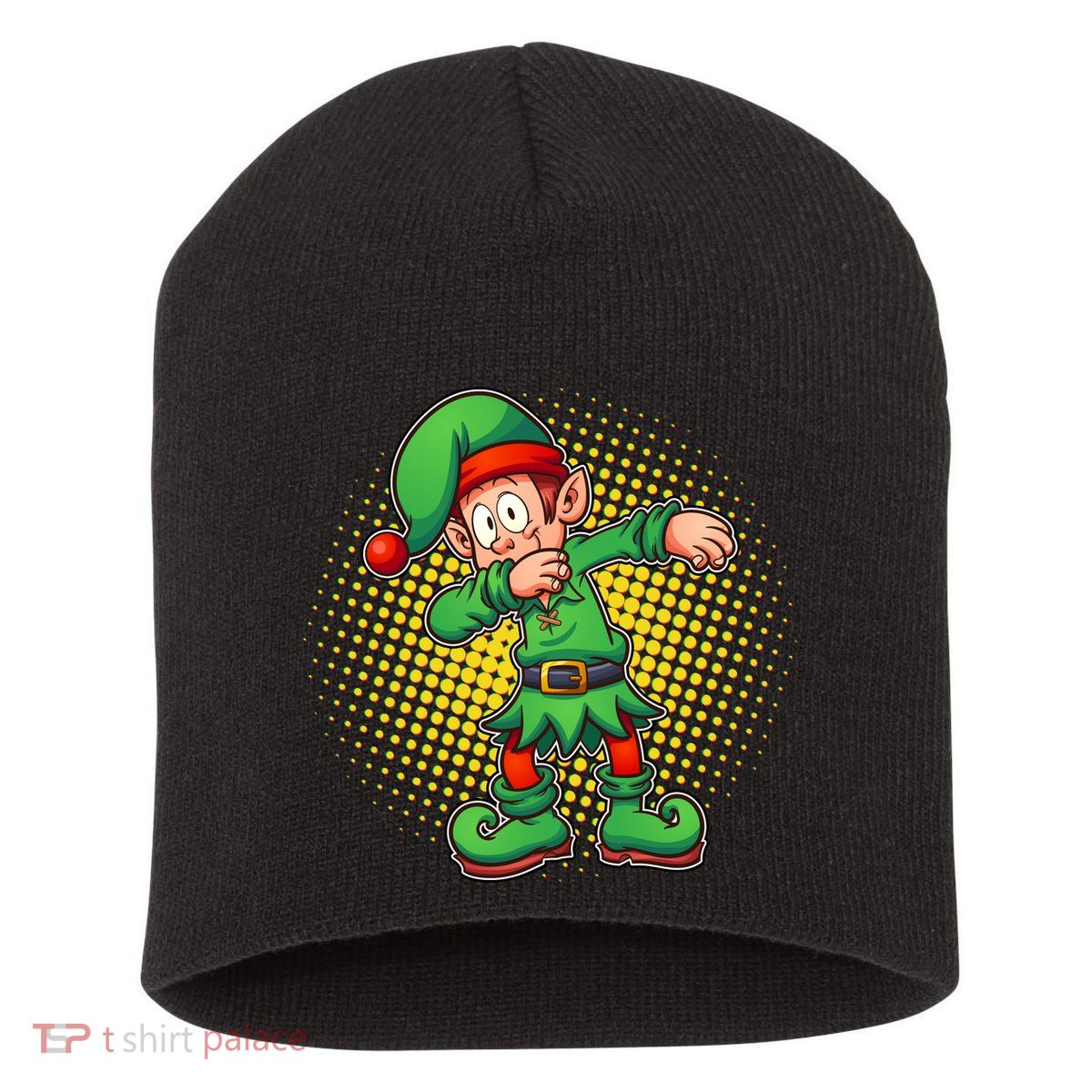 Christmas Dabbing Elf Short Acrylic Beanie