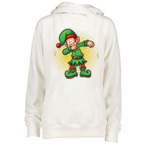 Christmas Dabbing Elf Womens Funnel Neck Pullover Hood