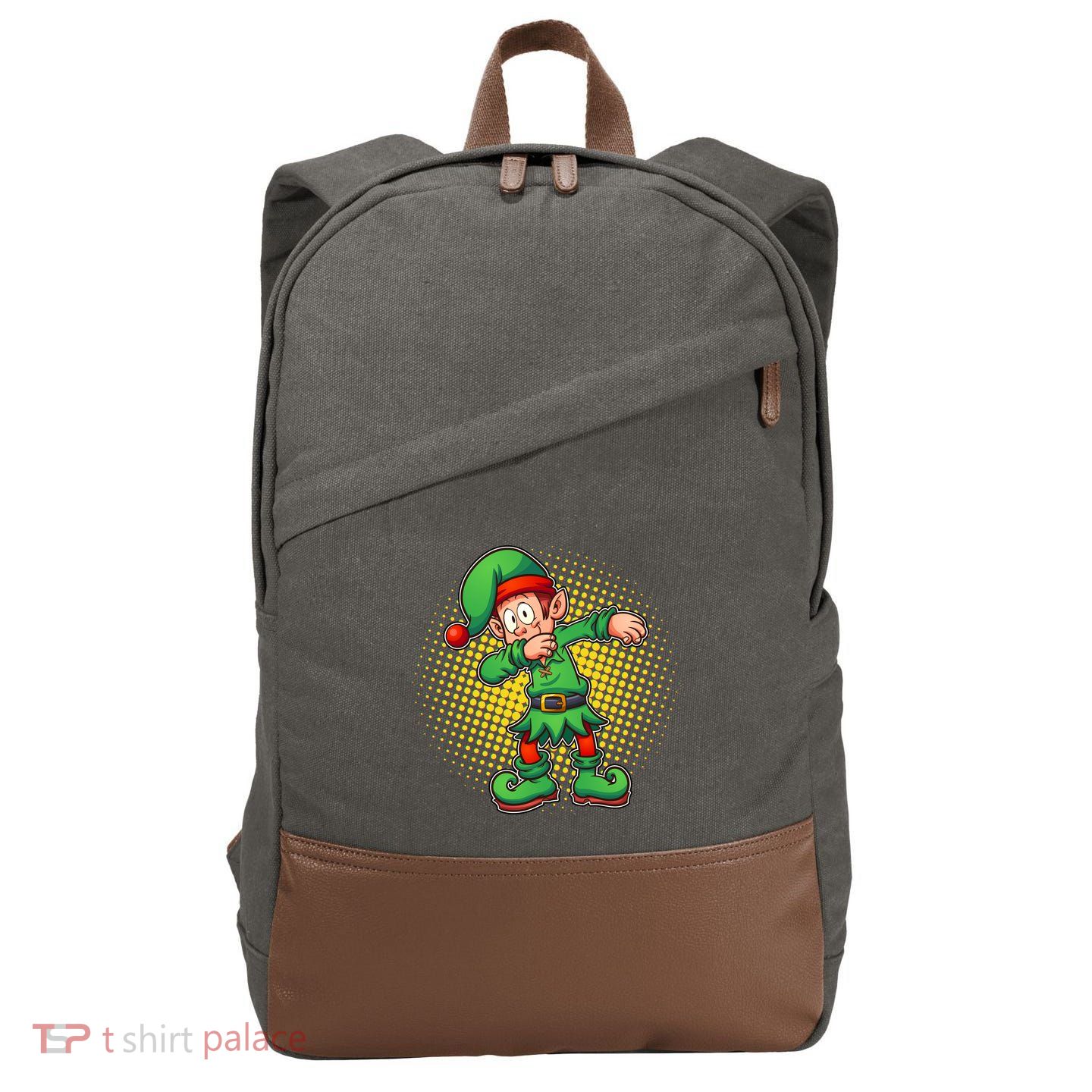Christmas Dabbing Elf Cotton Canvas Backpack