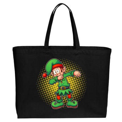 Christmas Dabbing Elf Cotton Canvas Jumbo Tote