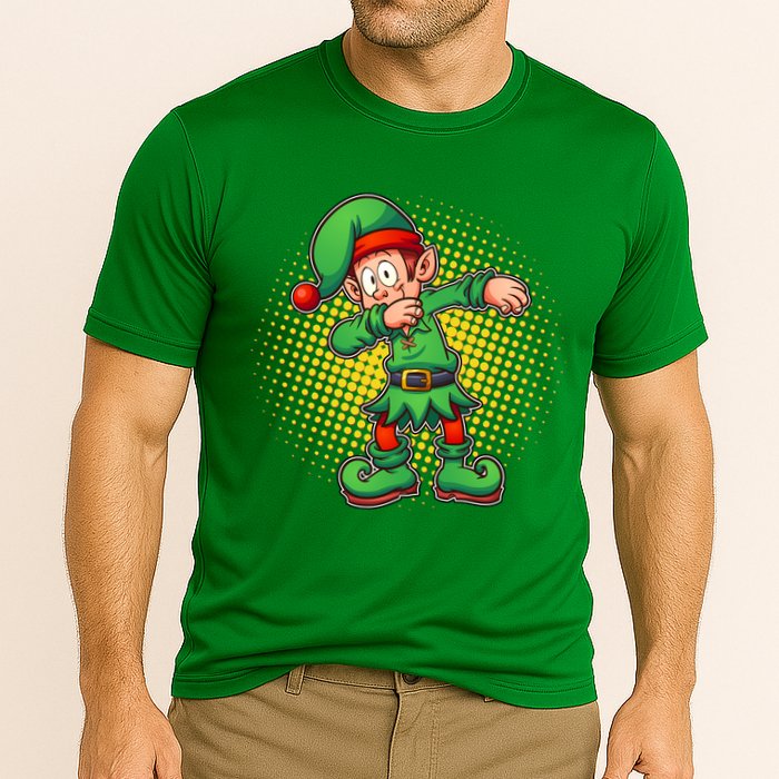 Christmas Dabbing Elf Cooling Performance Crew T-Shirt