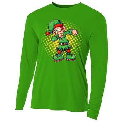 Christmas Dabbing Elf Cooling Performance Long Sleeve Crew