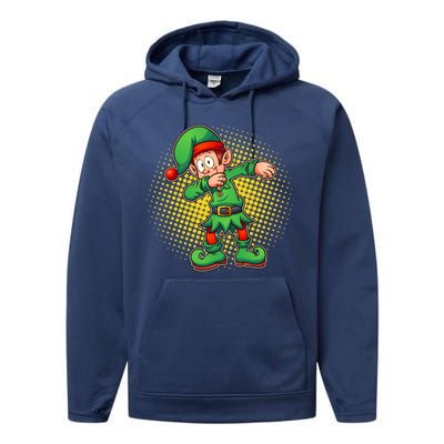 Christmas Dabbing Elf Performance Fleece Hoodie