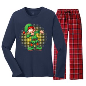 Christmas Dabbing Elf Women's Long Sleeve Flannel Pajama Set 