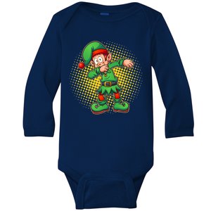 Christmas Dabbing Elf Baby Long Sleeve Bodysuit