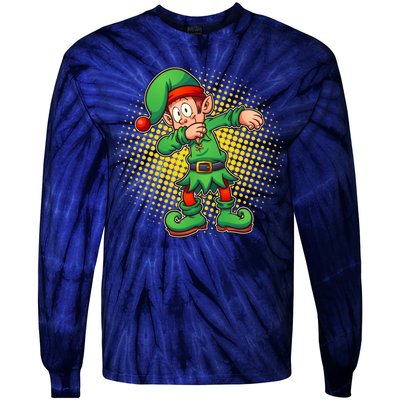 Christmas Dabbing Elf Tie-Dye Long Sleeve Shirt