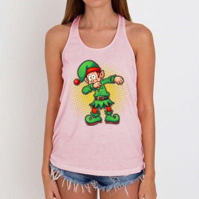 Christmas Dabbing Elf Women's Knotted Racerback Tank