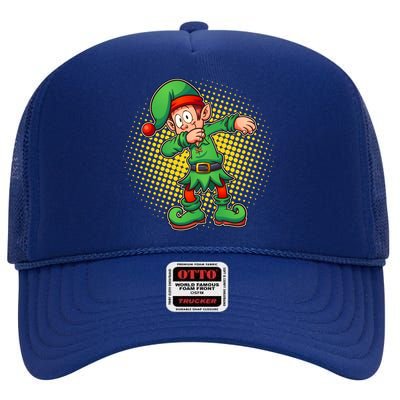 Christmas Dabbing Elf High Crown Mesh Back Trucker Hat