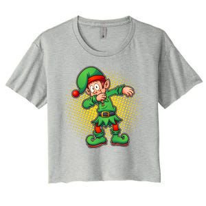 Christmas Dabbing Elf Women's Crop Top Tee