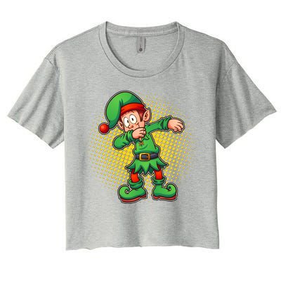 Christmas Dabbing Elf Women's Crop Top Tee