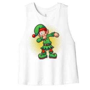 Christmas Dabbing Elf Women's Racerback Cropped Tank