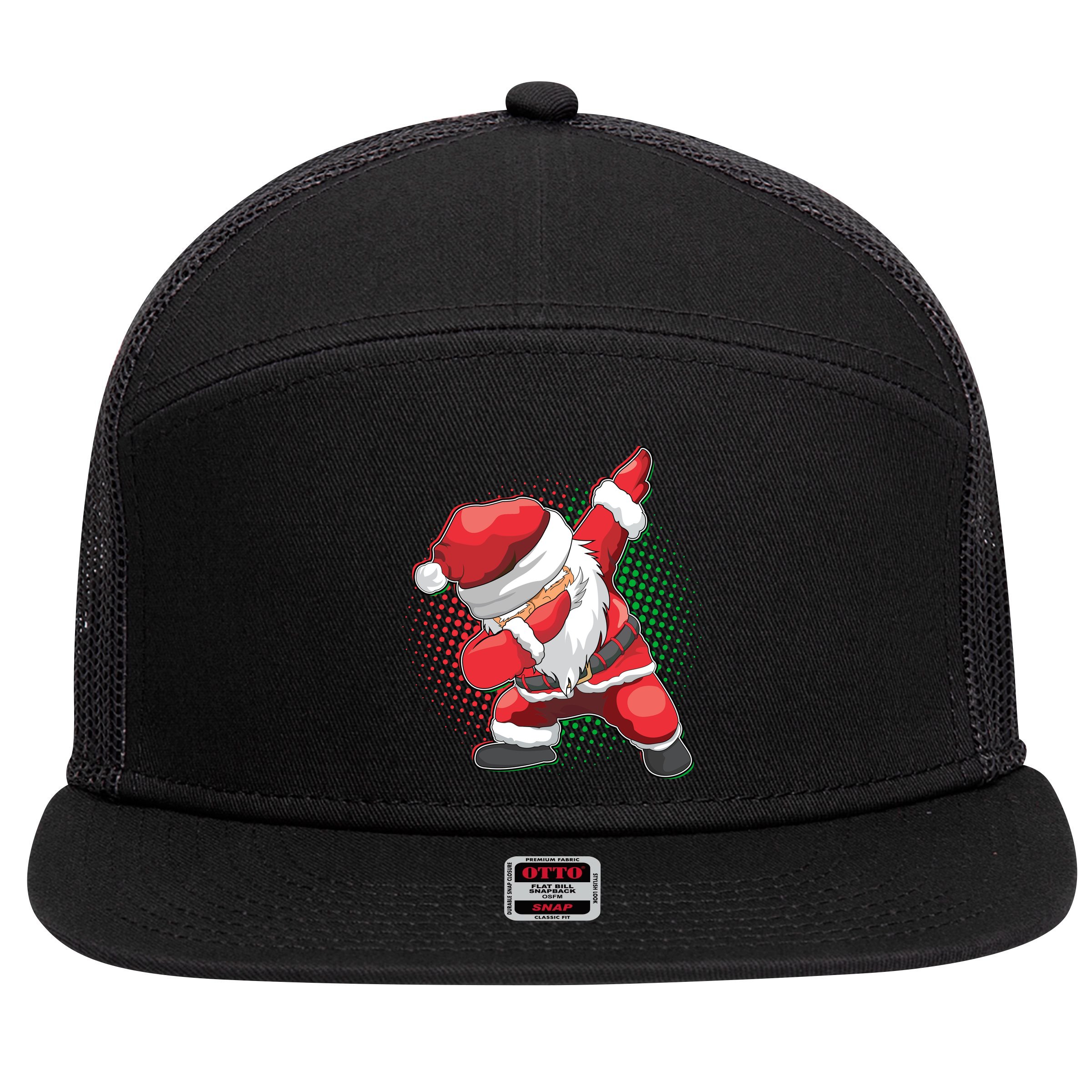 Christmas Dabbing Santa 7 Panel Mesh Trucker Snapback Hat