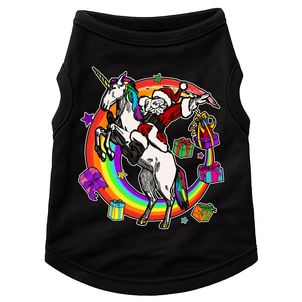 Christmas Dabbing Santa Riding Unicorn Doggie Tank