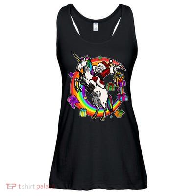 Christmas Dabbing Santa Riding Unicorn Ladies Essential Flowy Tank