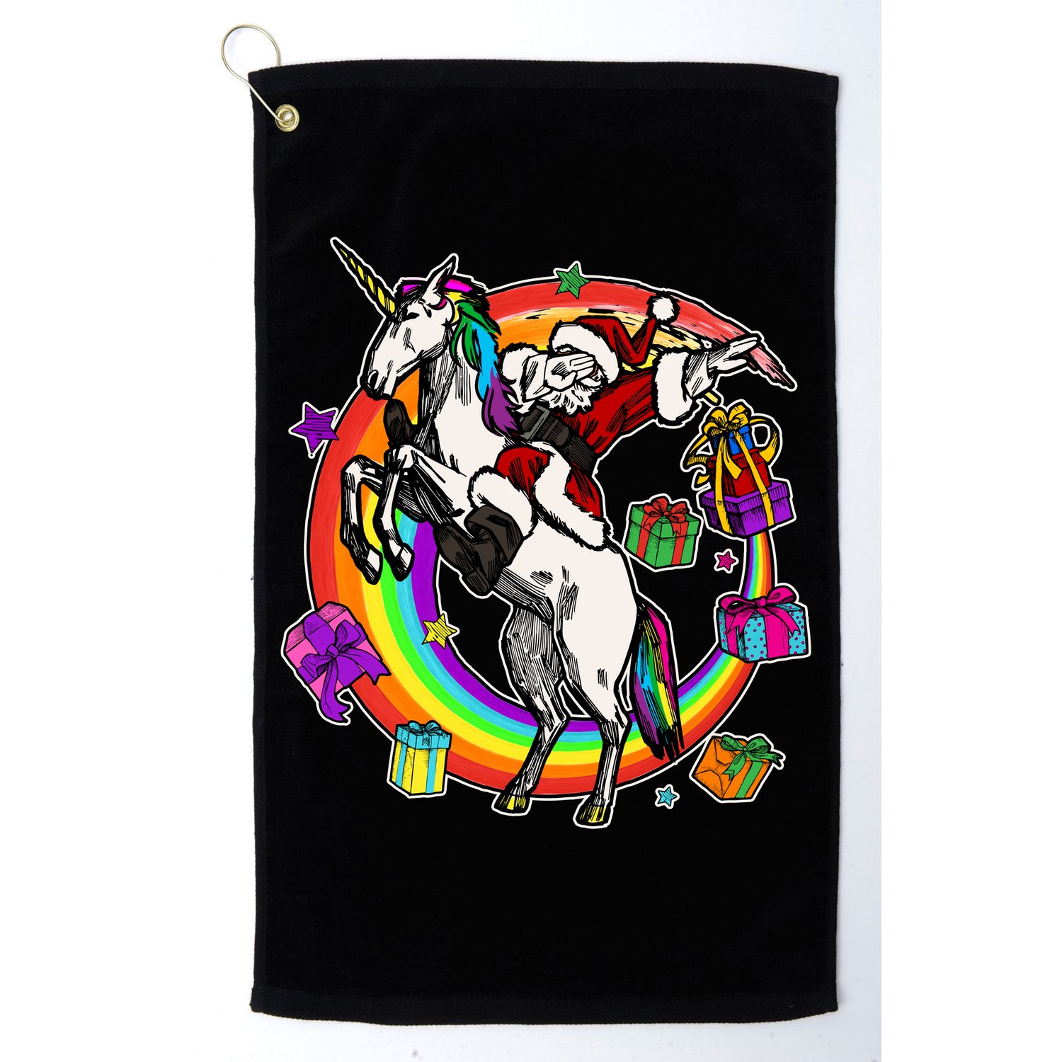 Christmas Dabbing Santa Riding Unicorn Golf Towel