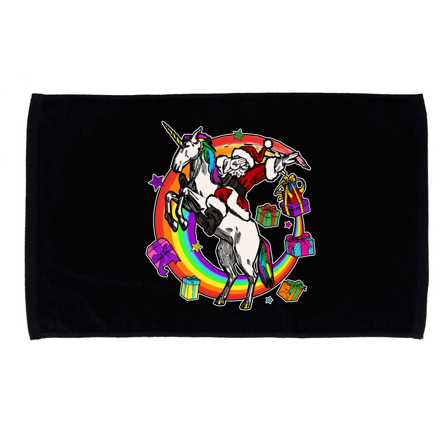 Christmas Dabbing Santa Riding Unicorn Microfiber Hand Towel