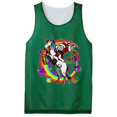 Christmas Dabbing Santa Riding Unicorn Mesh Reversible Basketball Jersey Tank