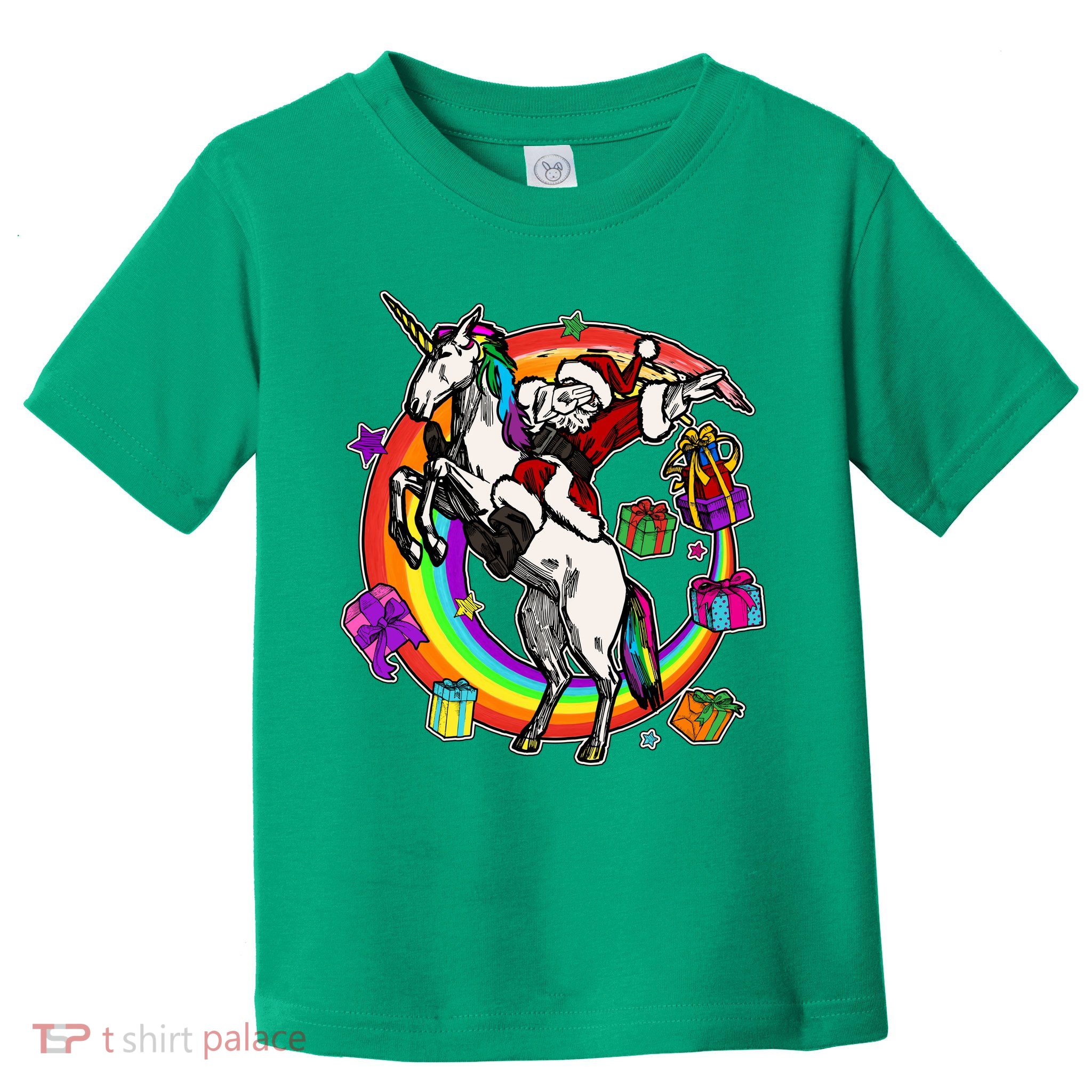 Christmas Dabbing Santa Riding Unicorn Toddler T-Shirt