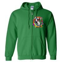 Christmas Dabbing Santa Riding Unicorn Full Zip Hoodie