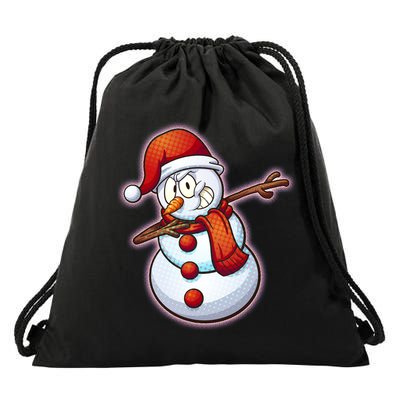 Christmas Dabbing Snowman Drawstring Bag