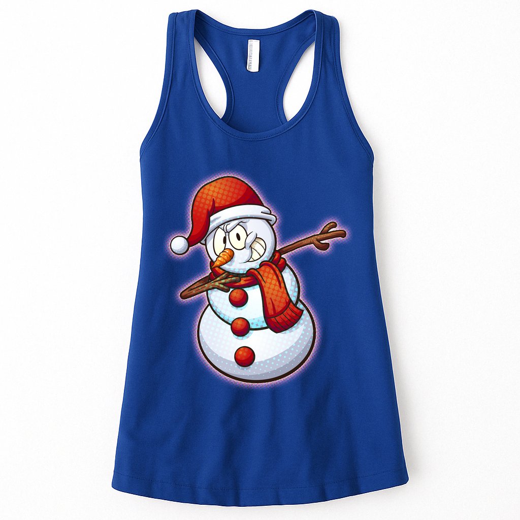 Christmas Dabbing Snowman Womens Tank Top