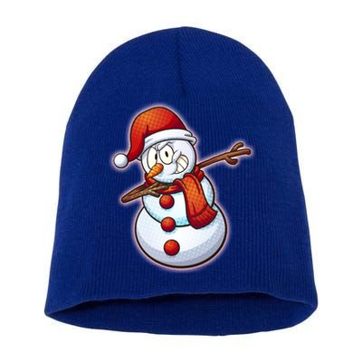 Christmas Dabbing Snowman Short Acrylic Beanie