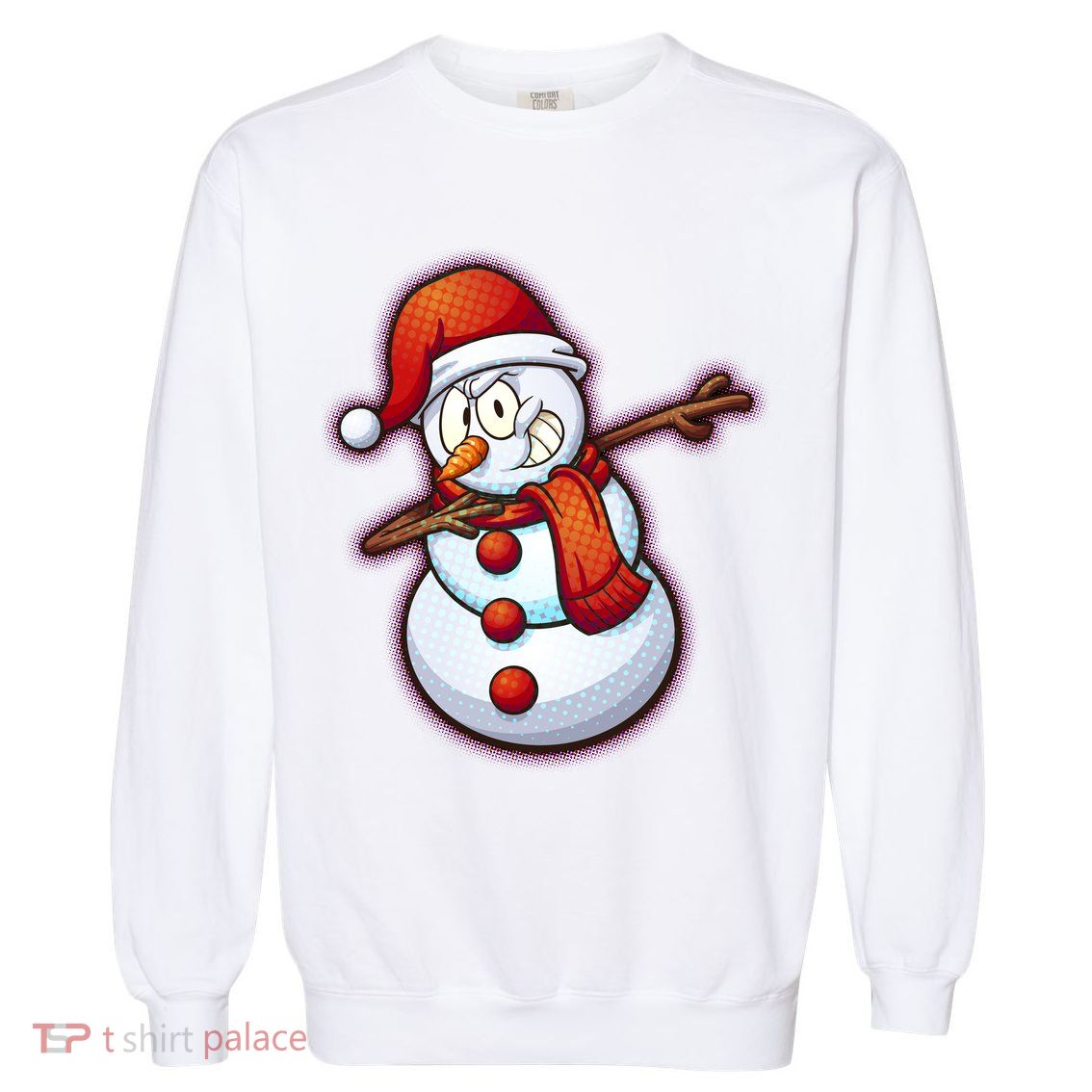 Christmas Dabbing Snowman Garment-Dyed Sweatshirt