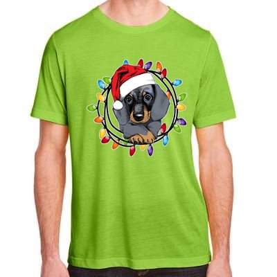 Christmas Dachshund Lights Adult ChromaSoft Performance T-Shirt