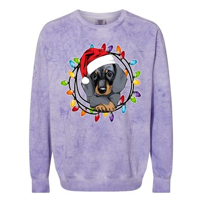 Christmas Dachshund Lights Colorblast Crewneck Sweatshirt