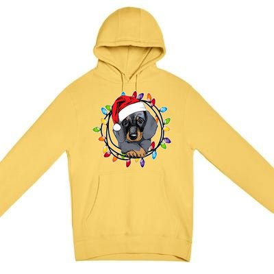 Christmas Dachshund Lights Premium Pullover Hoodie