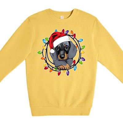 Christmas Dachshund Lights Premium Crewneck Sweatshirt